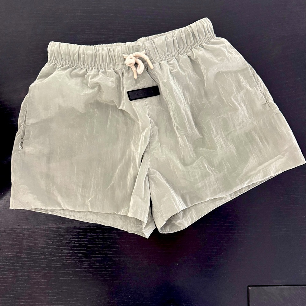 FEAR OF GOD ESSENTIALS Crinkle Nylon Running Shorts, youth size 10